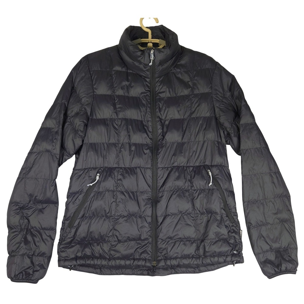REI Co-op Down Jacket Womens Large Black Puffer Quilted Full Zip Coat